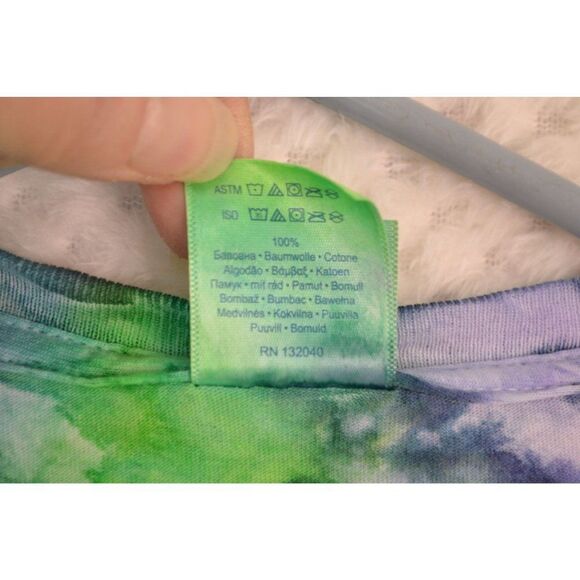 Tie Dye Unisex Large Purple Yellow Ice Dyed Spiral Short Sleeve T-Shirt - Picture 5 of 10